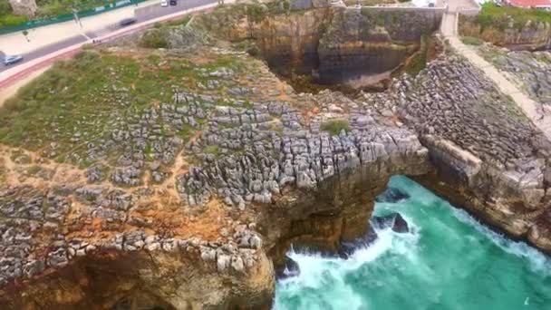 Increíble Costa Boca Inferno Portugal Imágenes Aéreas Aviones Tripulados — Vídeos de Stock