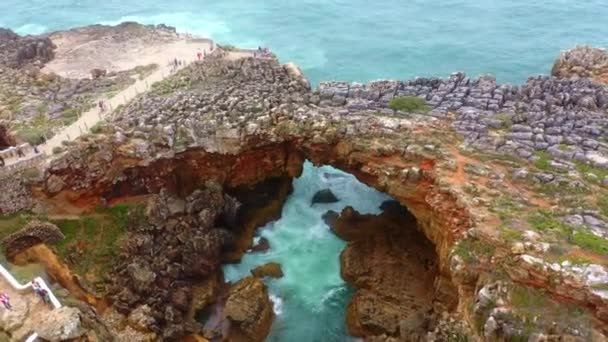 Famous Landmark Portugal Boca Inferno Aerial Drone Footage — Stock Video