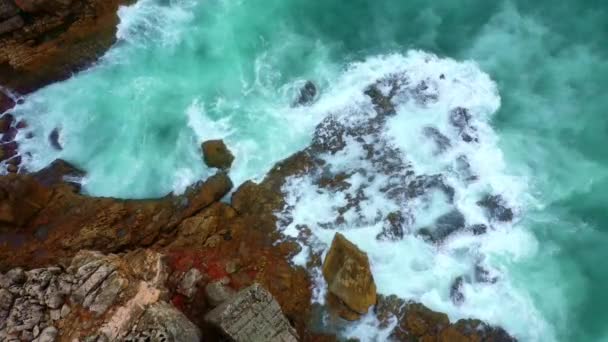 Água Oceano Selvagem Cima Famosa Boca Inferno Portugal Imagens Aéreas — Vídeo de Stock