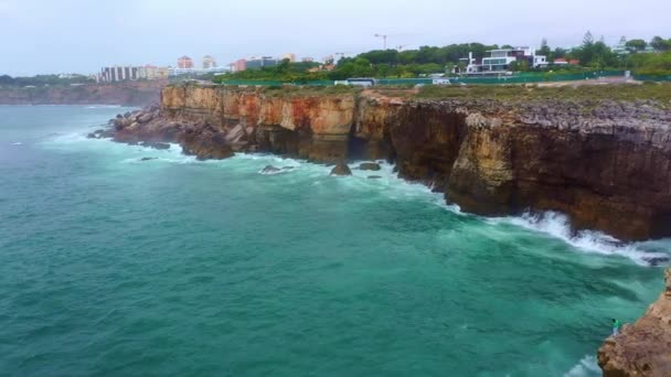 Las Playas Portugal Costa Del Océano Atlántico Imágenes Aéreas Aviones — Vídeo de stock