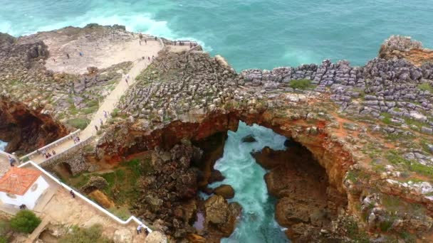 Amazing Coastline Boca Inferno Portugal Aerial Drone Footage — ストック動画
