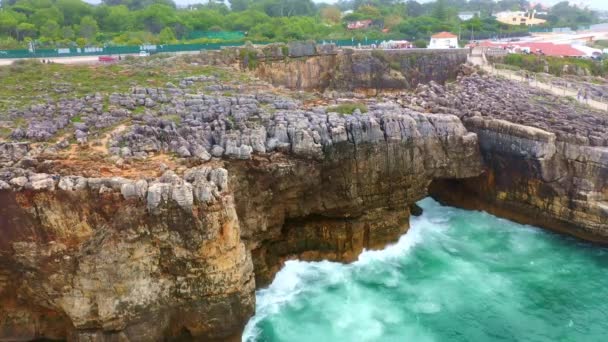 Amazing Coastline Boca Inferno Portugal Aerial Drone Footage — 图库视频影像