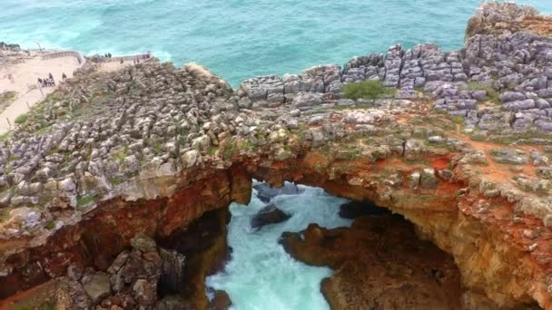 Beroemd Oriëntatiepunt Portugal Boca Inferno Luchtfoto Drone Beelden — Stockvideo