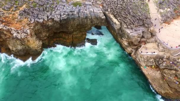 Monumento Famoso Portugal Boca Inferno Imagens Aéreas Drones — Vídeo de Stock