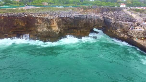 Amazing Coastline Boca Inferno Portugal Aerial Drone Footage — ストック動画