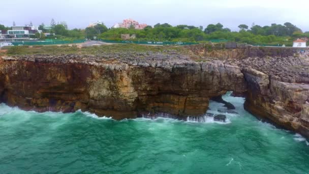 Amazing Coastline Boca Inferno Portugal Aerial Drone Footage — 图库视频影像