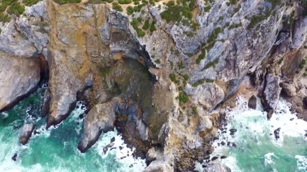 Magnifique Côte Océan Atlantique Portugal Haut Images Aériennes Drones — Video