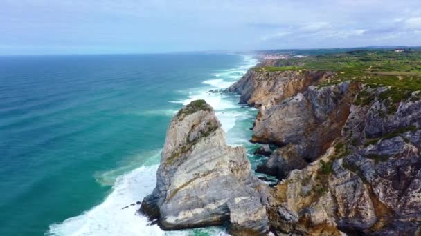 Vuelo Sobre Maravillosa Costa Portugal Imágenes Aéreas Aviones Tripulados — Vídeos de Stock