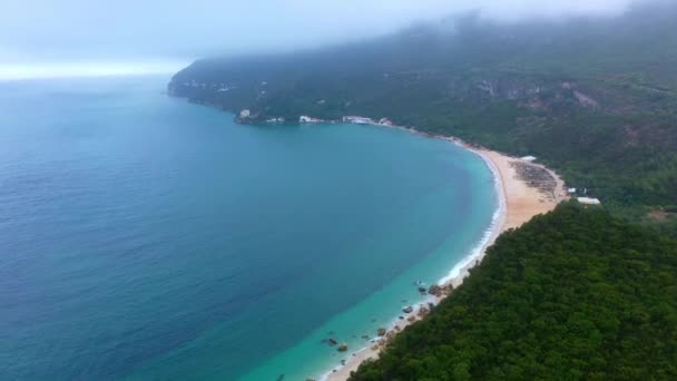 Lot Nad Niesamowitymi Piaszczystymi Plażami Nad Oceanem Raju Zdjęcia Lotnicze — Wideo stockowe
