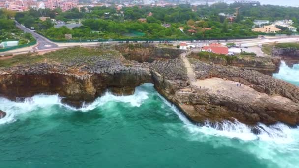 Verbazingwekkende Kustlijn Van Boca Inferno Portugal Luchtfoto Drone Beelden — Stockvideo