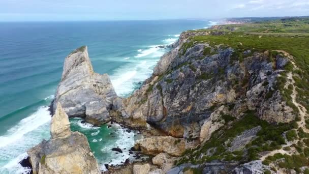 Vlucht Prachtige Kust Van Portugal Luchtfoto Van Drone — Stockvideo