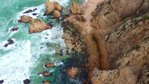 Magnifique Côte Océan Atlantique Portugal Haut Images Aériennes Drones — Video