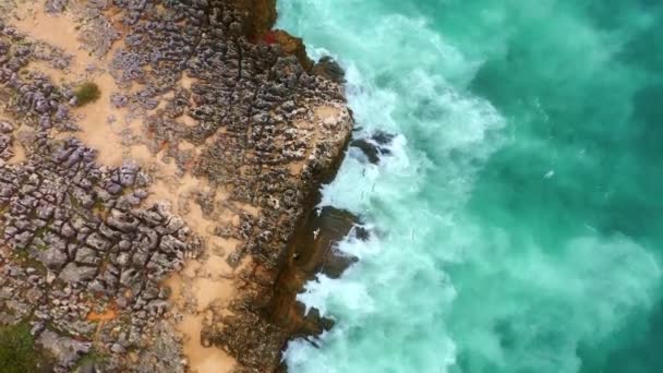 Prachtige Natuur Beroemde Bezienswaardigheden Van Portugal Boca Inferno Luchtfoto Drone — Stockvideo
