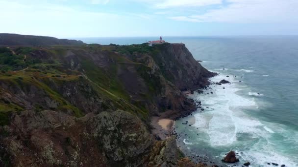 Impresionante Costa Del Océano Atlántico Portugal Desde Arriba Imágenes Aéreas — Vídeos de Stock