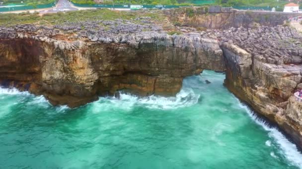 Lugar Maravilhoso Oceano Boca Inferno Portugal Imagens Aéreas Drones — Vídeo de Stock