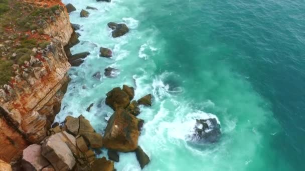 Rocky Landscape Wild Coast Boca Inferno Portugal Aerial Drone Footage — 图库视频影像