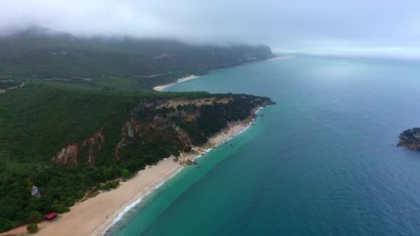Let Přes Úžasné Písečné Pláže Oceánu Ráji Letecké Drone Záběry — Stock video