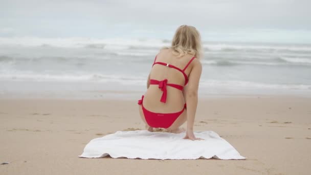 Jeune Femme Sexy Plage Séquences Voyage — Video