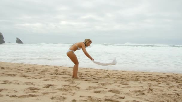 Seksowna Dziewczyna Bikini Plaży Letnie Wakacje Nad Oceanem Filmy Podróży — Wideo stockowe