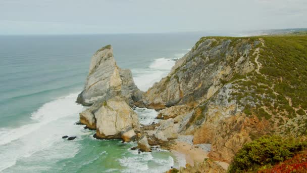 Skaliste Wybrzeże Cabo Roca Portugalii Zdjęcia Podróży — Wideo stockowe