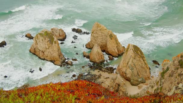 Wonderful Landscape Cabo Roca Portugal Atlantic Ocean Travel Footage — ストック動画