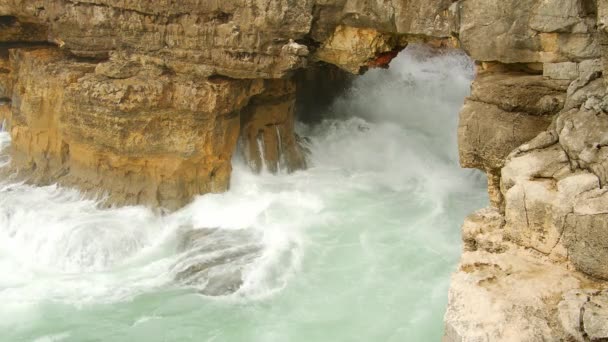 Olas Del Océano Salvaje Boca Inferno Portugal Imágenes Viaje — Vídeo de stock