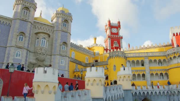 Wonderful Castle Palacio Pena Portugal Travel Photography Sintra City Lisbon — Stock Video