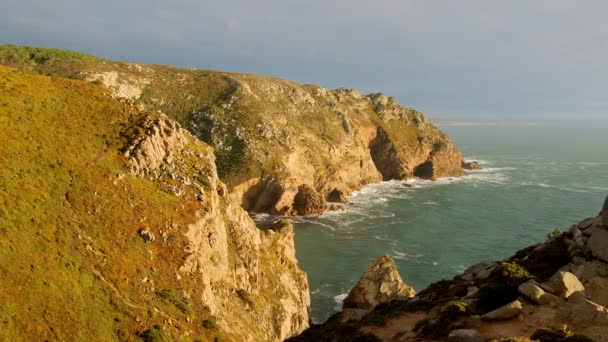 Pôr Sol Sobre Cabo Roca Portugal Ponto Mais Ocidental Europa — Vídeo de Stock