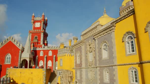 Colorful Buildings National Palace Pena Sintra Travel Photography Sintra City — Stock Video