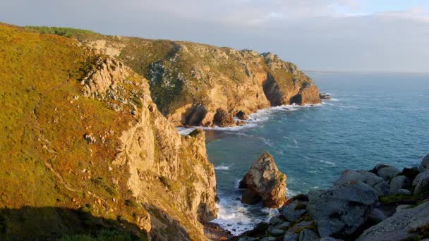 Lugar Maravilhoso Portugal Cabo Roca Costa Atlântica Vista Pôr Sol — Vídeo de Stock