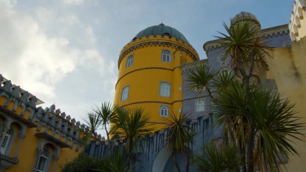 Színes Épületek Nemzeti Palace Pena Sintra Utazási Fotózás Sintra Lisszabon — Stock videók