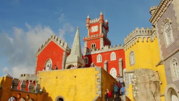 Wonderful Castle Palacio Pena Portugal Travel Photography Sintra City Lisbon — Stock Video