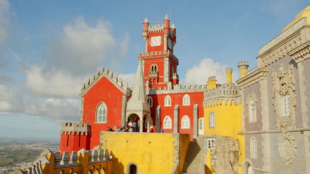 Barevné Budovy Národního Paláce Pena Sintra Cestovní Fotografie Sintra Město — Stock video