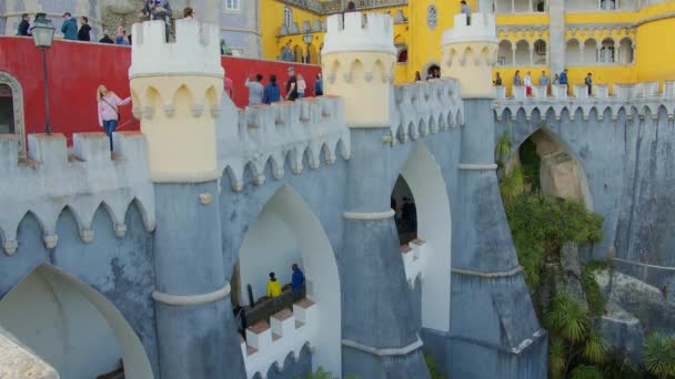 Wonderful Castle Palacio Pena Portugal Travel Photography Sintra City Lisbon — Stock Video