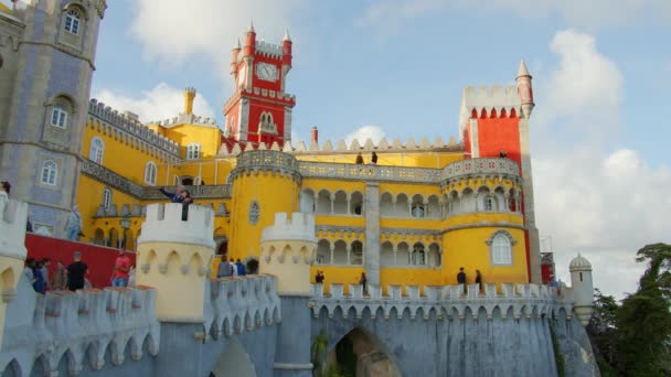 Portekiz Deki Muhteşem Palacio Pena Kalesi Gezi Fotoğrafçılığı Sintra Lizbon — Stok video