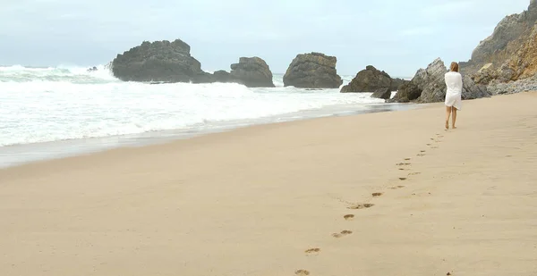 Wybrzeże Oceanu Atlantyckiego Adraga Beach Portugalii Podróże — Zdjęcie stockowe