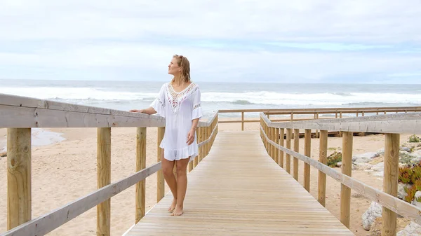 Een Ontspannende Dag Een Zandstrand Aan Oceaan Reizen — Stockfoto