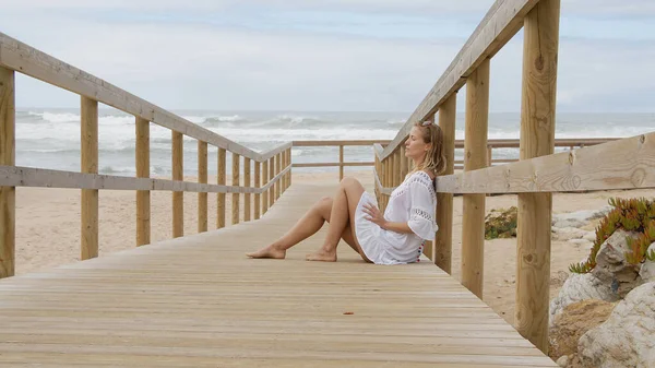 Een Ontspannende Dag Een Zandstrand Aan Oceaan Reizen — Stockfoto