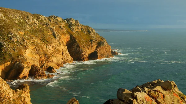Wspaniałe Miejsce Portugalii Cabo Roca Wybrzeżu Oceanu Atlantyckiego Widok Zachód — Zdjęcie stockowe
