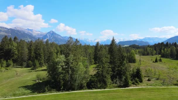 Paisagem típica da Baviera nos Alpes Alemães - distrito de Allgau — Vídeo de Stock