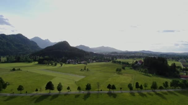 Maravilloso Paisaje Bávaro Los Alpes Alemanes Allgau Distrito Vista Aérea — Vídeo de stock