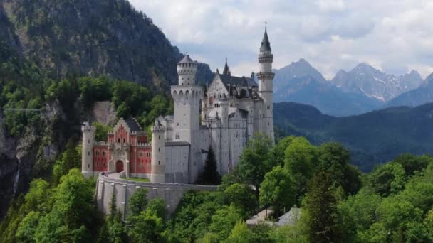 Famoso Castillo Neuschwanstein Baviera Alemania Imágenes Aéreas — Vídeos de Stock