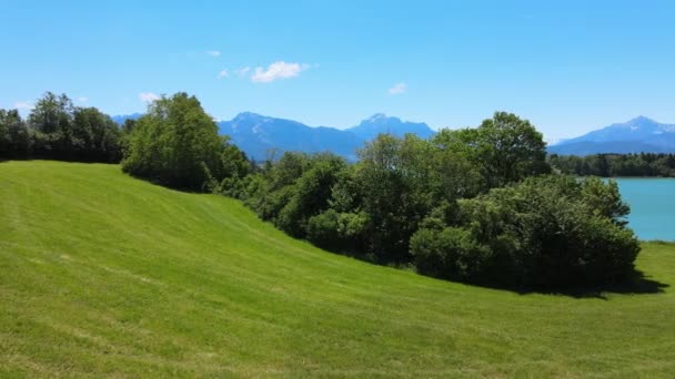 Increíble Naturaleza Baviera Distrito Allgau Los Alpes Alemanes Vista Aérea — Vídeo de stock