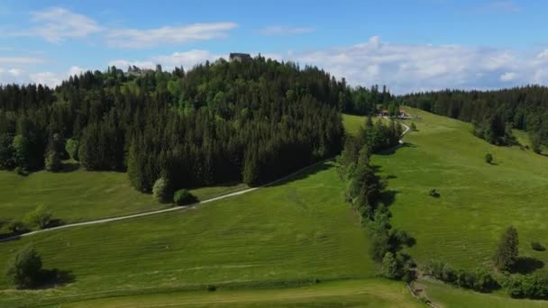 Typická Krajina Bavorsku Okrese Allgau Německých Alpách Letecký Pohled — Stock video