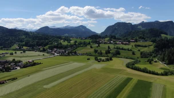 Maravilloso Paisaje Bávaro Los Alpes Alemanes Allgau Distrito Vista Aérea — Vídeos de Stock