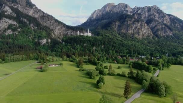 Wspaniały Bawarski Krajobraz Alpach Niemieckich Rejon Allgau Widok Lotu Ptaka — Wideo stockowe
