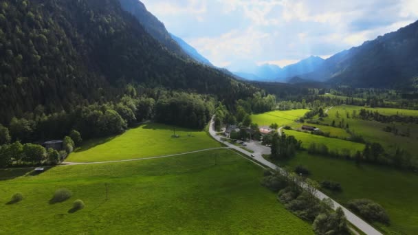 Krajobraz Typowy Dla Bawarii Powiecie Allgau Alp Niemieckich Widok Powietrza — Wideo stockowe