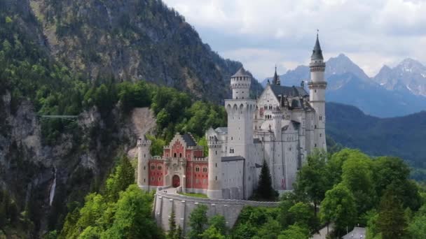 Famous Neuschwanstein Castle Bavaria Γερμανία Εναέρια Πλάνα — Αρχείο Βίντεο