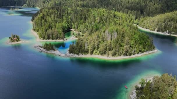 Maravilhoso Eibsee Baviera Nos Alpes Alemães Cima Vista Aérea — Vídeo de Stock