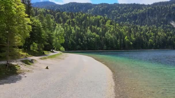 Eibsee Maravilloso Baviera Los Alpes Alemanes Desde Arriba Vista Aérea — Vídeo de stock